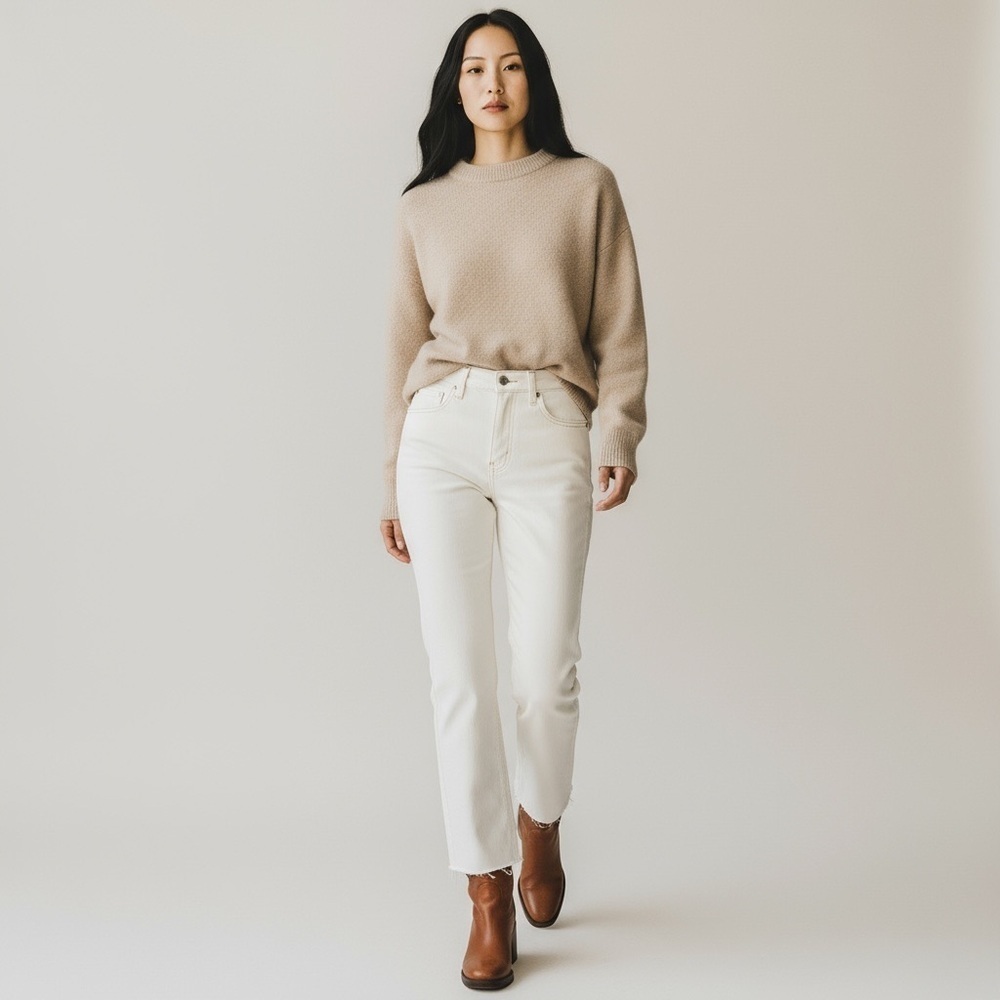 Rag & Bone Cream Slim Straight Jeans Women’s sz 23 Ankle 26” inseam
